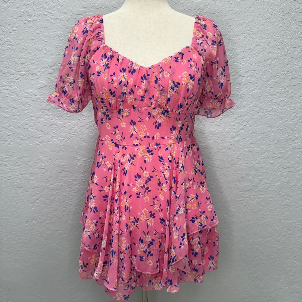 NWT Dillards pink floral romper dress